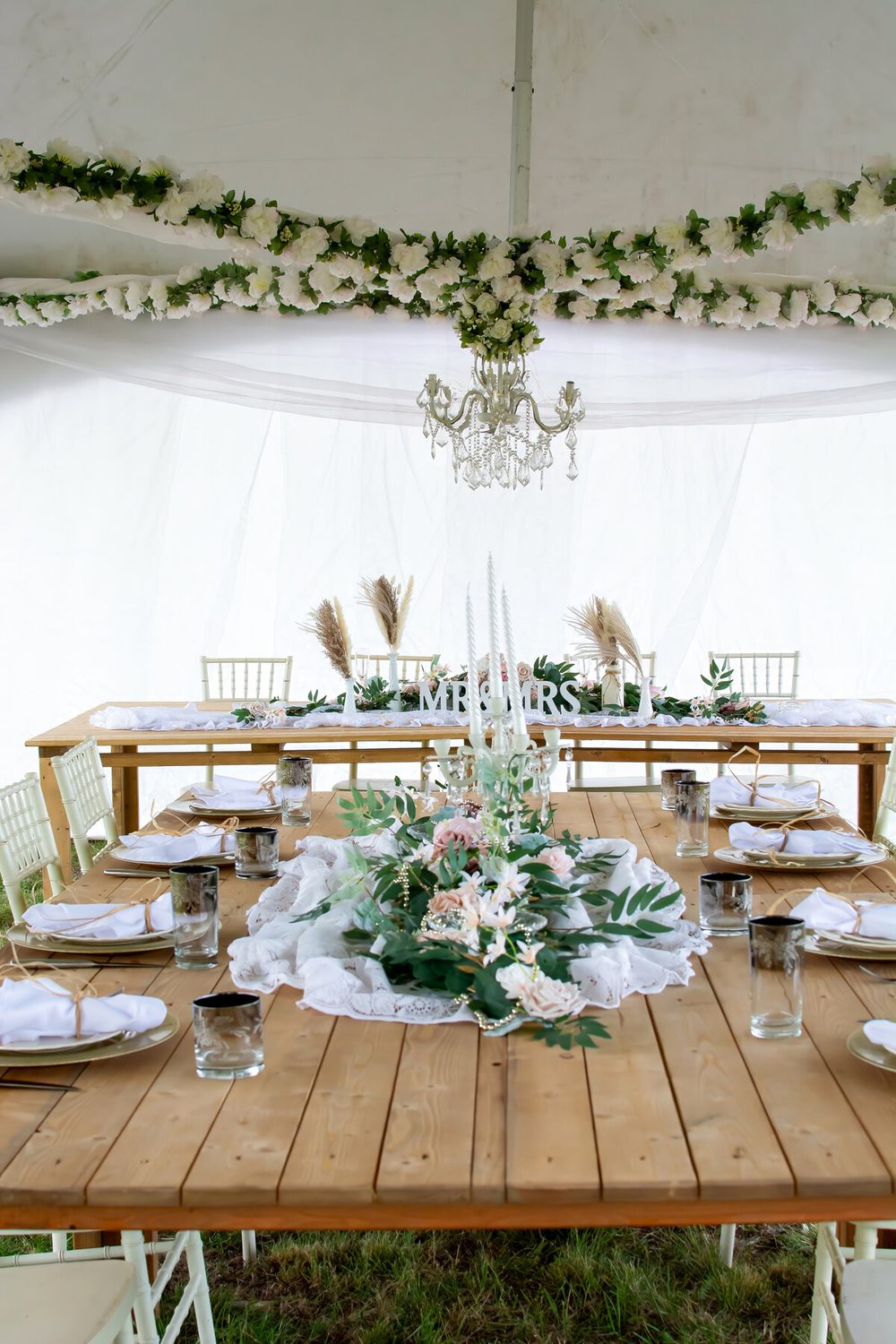 Reception tent interior